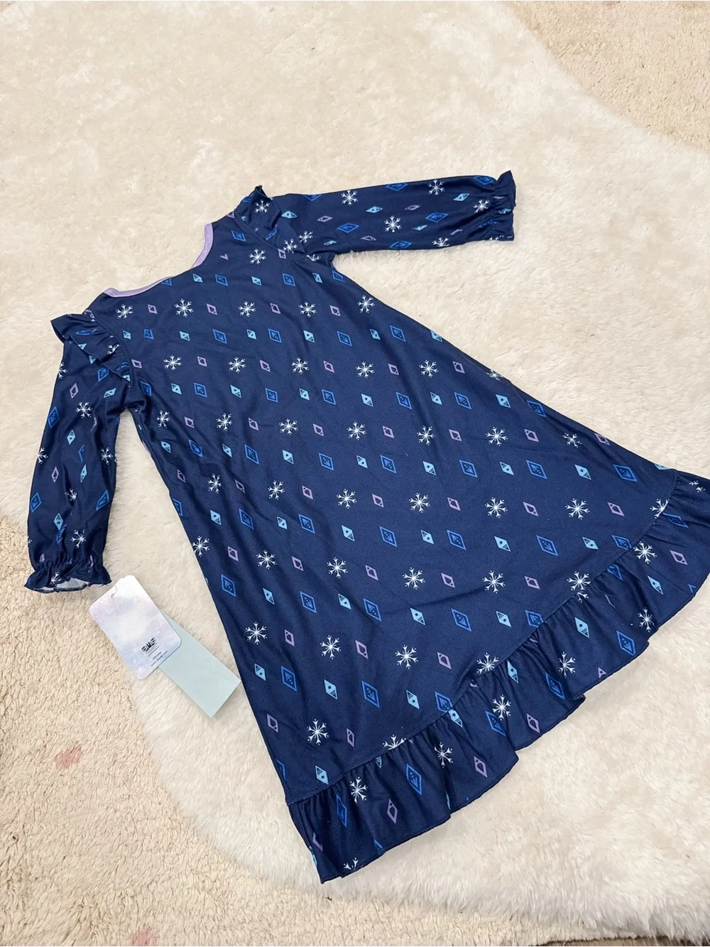 Disney Girls Navy Blue Frozen Elsa & Anna Nightgown with Purple Accents - Picture 4 of 4